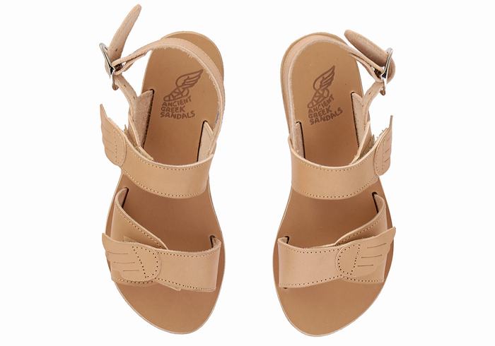 Ancient Greek Sandals Little Iliada Soft Kids' Casual Sandals Beige | WXH9036TL