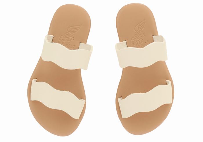 Ancient Greek Sandals Little Kastos Soft Kids' Slide Sandals White | NPR8546KI