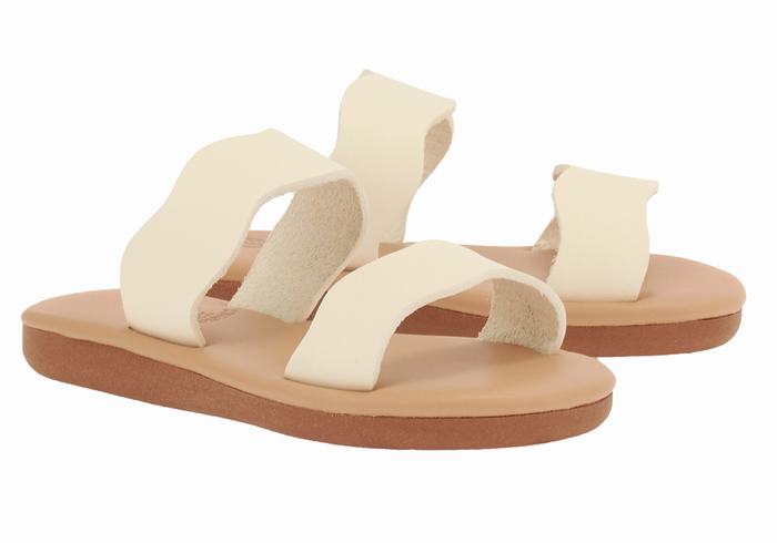 Ancient Greek Sandals Little Kastos Soft Kids' Slide Sandals White | NPR8546KI