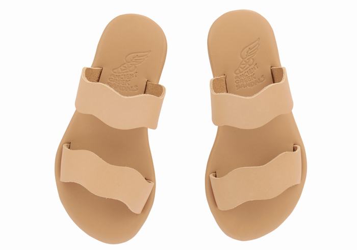 Ancient Greek Sandals Little Kastos Soft Kids' Slide Sandals Beige | RHE9652FT