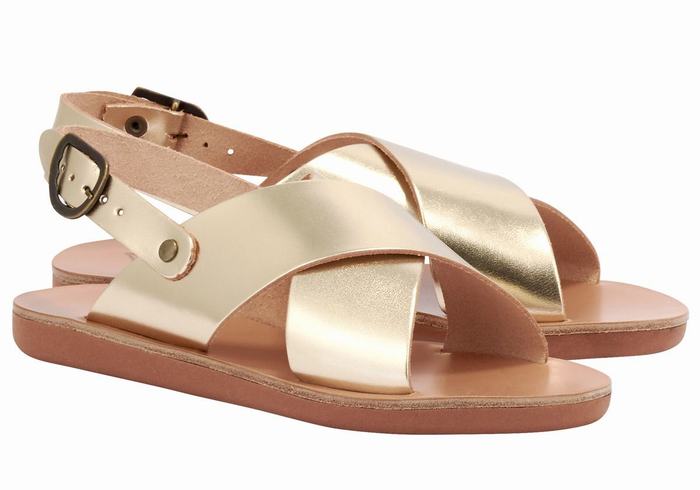 Ancient Greek Sandals Little Maria Soft Kids' Casual Sandals Gold White | IVR2028KG