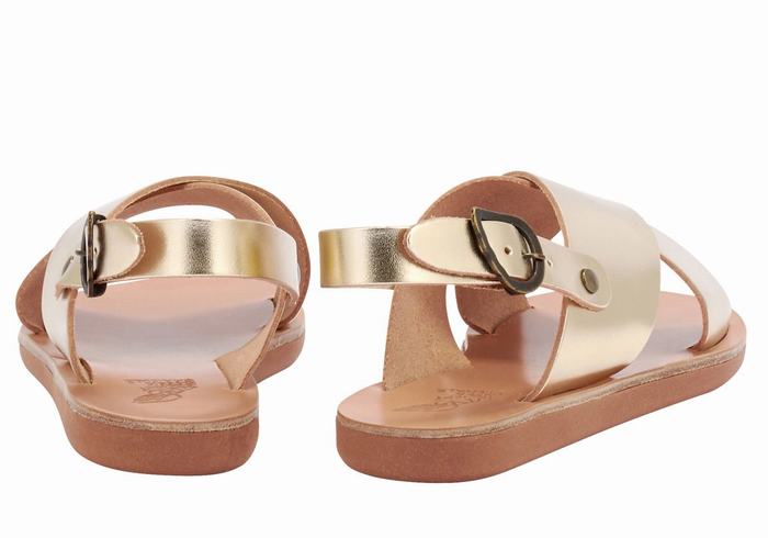 Ancient Greek Sandals Little Maria Soft Kids' Casual Sandals Gold White | IVR2028KG