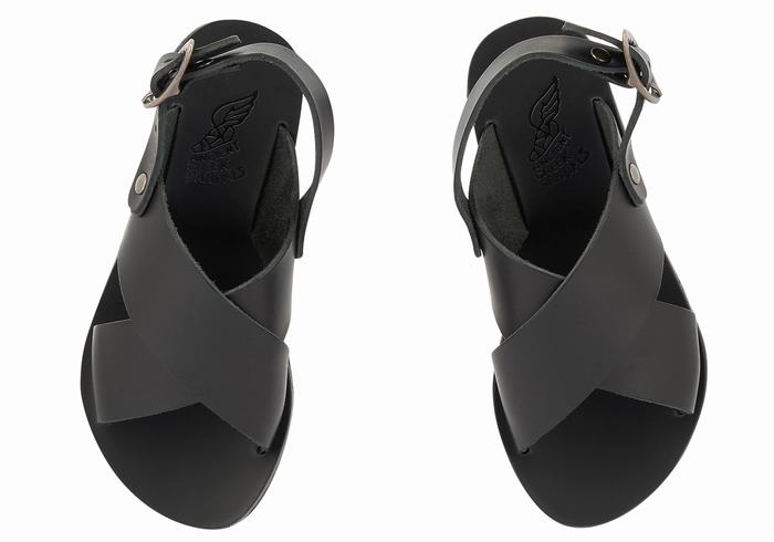 Ancient Greek Sandals Little Maria Soft Kids' Casual Sandals Black | QTI10049VV