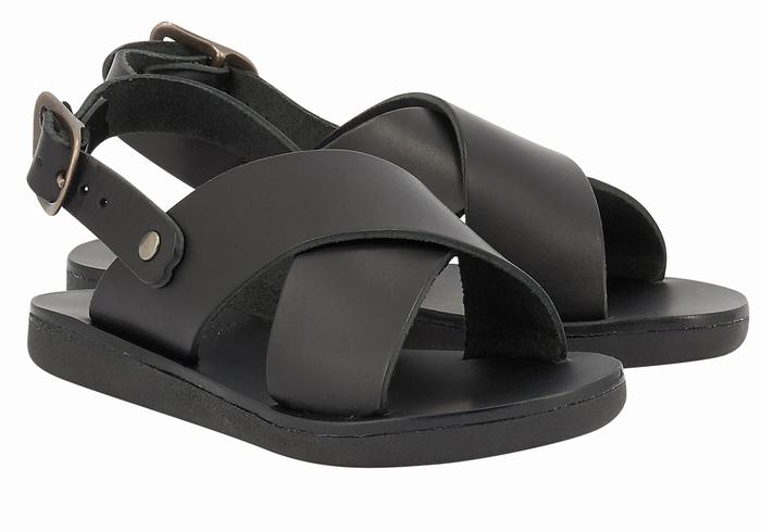 Ancient Greek Sandals Little Maria Soft Kids' Casual Sandals Black | QTI10049VV