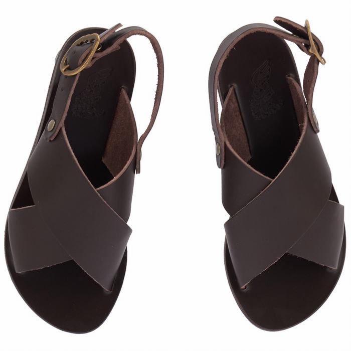 Ancient Greek Sandals Little Maria Soft Kids' Casual Sandals Chocolate | EZE7893MI