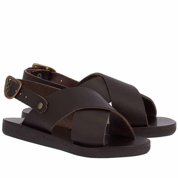 Ancient Greek Sandals Little Maria Soft Kids' Casual Sandals Chocolate | EZE7893MI