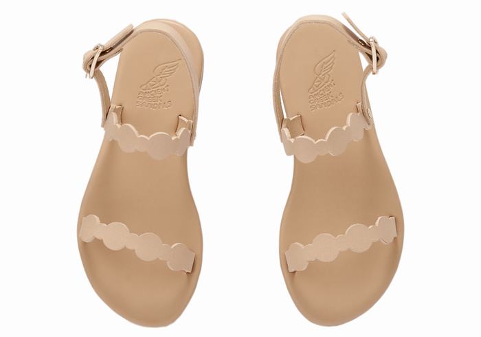 Ancient Greek Sandals Little Orion Soft Kids' Flat Sandals Beige | IMN4779VN