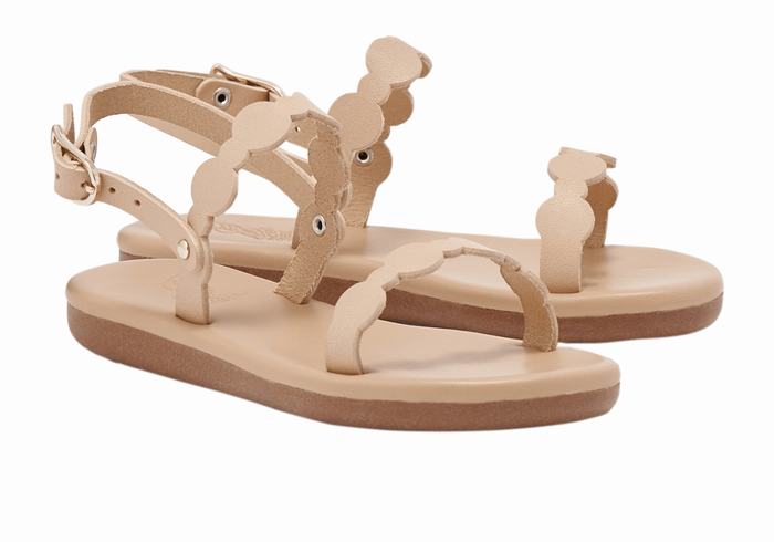 Ancient Greek Sandals Little Orion Soft Kids' Flat Sandals Beige | IMN4779VN