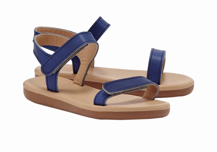 Ancient Greek Sandals Little Poros Soft Kids' Casual Sandals Dark Blue | XZT2614FN