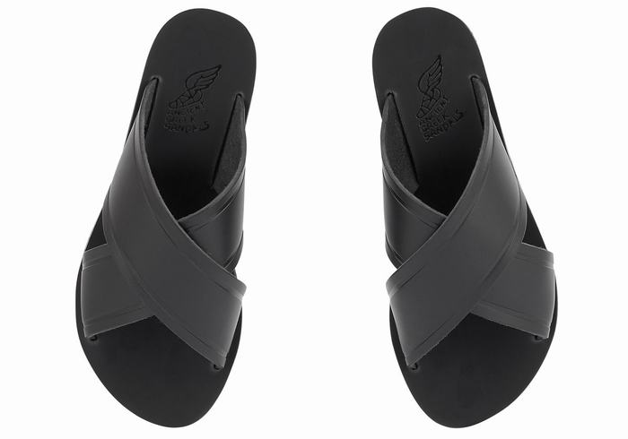 Ancient Greek Sandals Little Thais Soft Kids' Slide Sandals Black | XXR9146QR