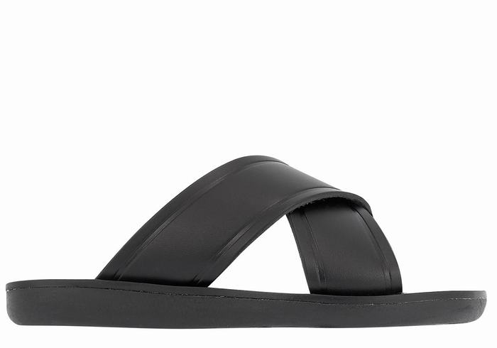 Ancient Greek Sandals Little Thais Soft Kids\' Slide Sandals Black | XXR9146QR