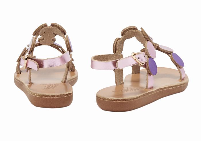 Ancient Greek Sandals Little Uranos Soft Kids' Flat Sandals Pink Purple | ZYK1954FF