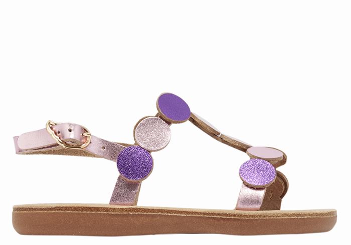 Ancient Greek Sandals Little Uranos Soft Kids\' Flat Sandals Pink Purple | ZYK1954FF