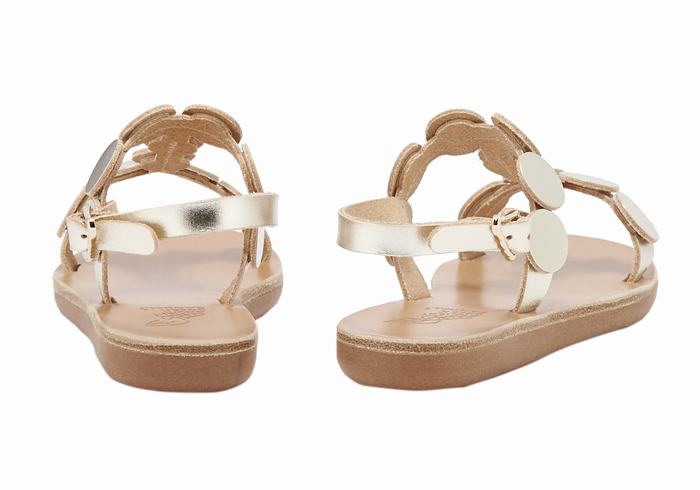 Ancient Greek Sandals Little Uranos Soft Kids' Flat Sandals Gold White | DBG9782FR