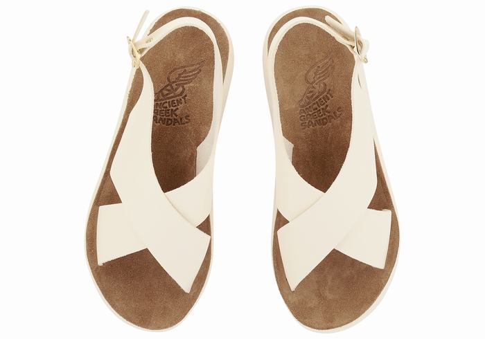 Ancient Greek Sandals Maria Comfort Women Platform Sandals White | JYR3482VY