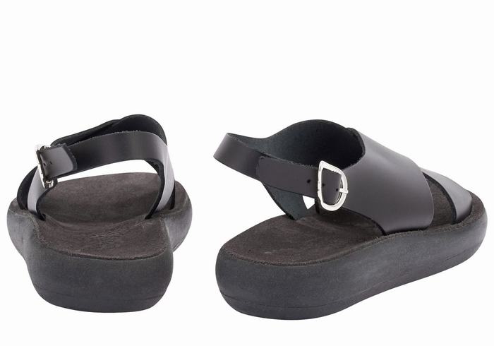 Ancient Greek Sandals Maria Comfort Women Platform Sandals Black | IXQ7639MC