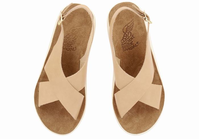 Ancient Greek Sandals Maria Comfort Women Platform Sandals Beige | TIU1769UG