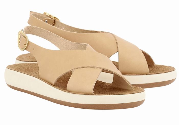 Ancient Greek Sandals Maria Comfort Women Platform Sandals Beige | TIU1769UG