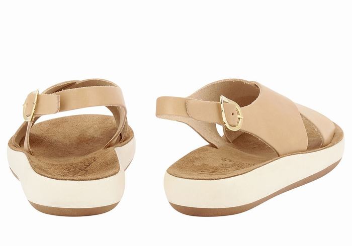 Ancient Greek Sandals Maria Comfort Women Platform Sandals Beige | TIU1769UG