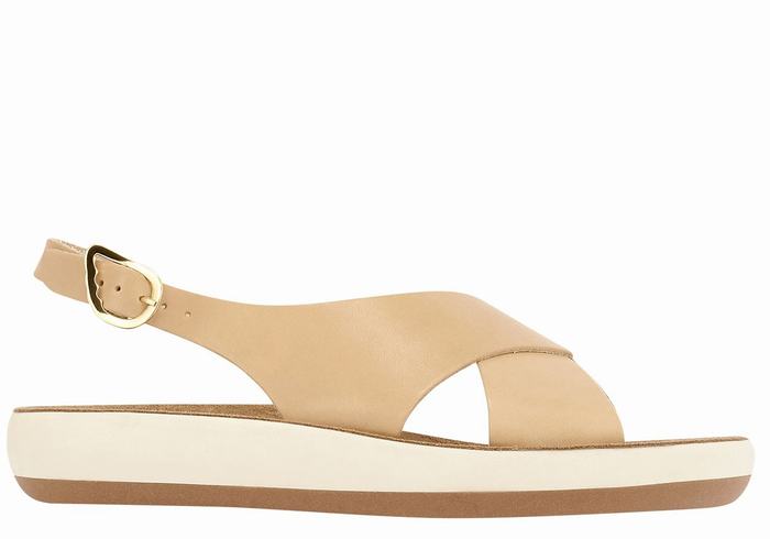 Ancient Greek Sandals Maria Comfort Women Platform Sandals Beige | TIU1769UG