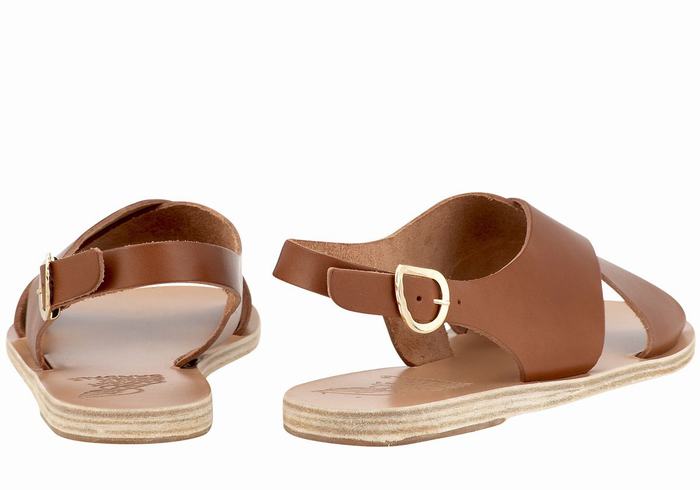 Ancient Greek Sandals Maria Leather Women Casual Sandals Dark Brown | EHM5421RX