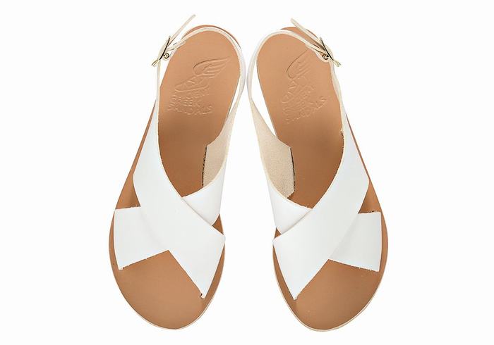 Ancient Greek Sandals Maria Leather Women Casual Sandals White | UJO9452JB