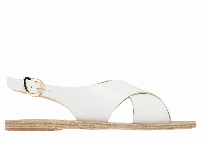 Ancient Greek Sandals Maria Leather Women Casual Sandals White | UJO9452JB