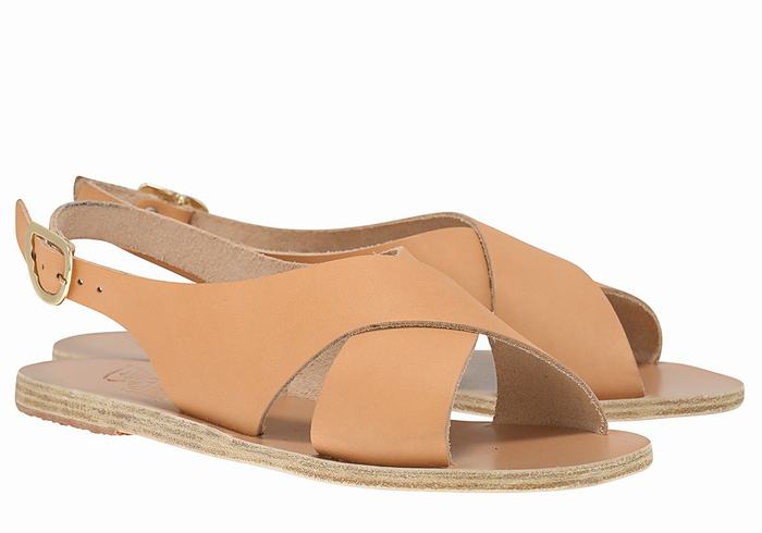 Ancient Greek Sandals Maria Leather Women Casual Sandals Beige | CMF3320VH