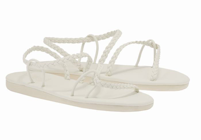 Ancient Greek Sandals Maya Women Braided Sandals White | EZS220VM