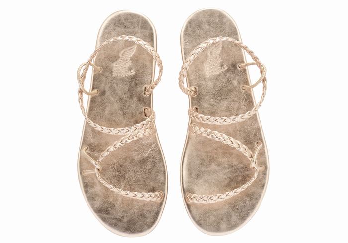 Ancient Greek Sandals Maya Women Braided Sandals Rose Gold | DTL2873CY