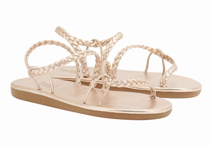 Ancient Greek Sandals Maya Women Braided Sandals Rose Gold | DTL2873CY