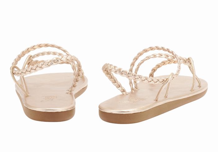 Ancient Greek Sandals Maya Women Braided Sandals Rose Gold | DTL2873CY