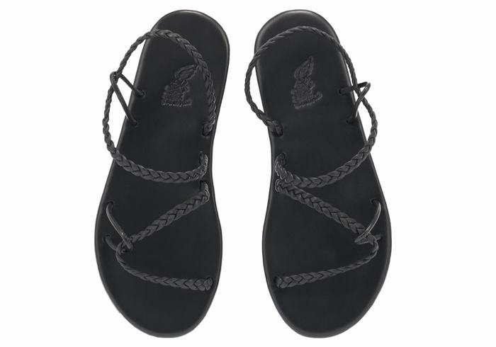 Ancient Greek Sandals Maya Women Braided Sandals Black | FIR151SB