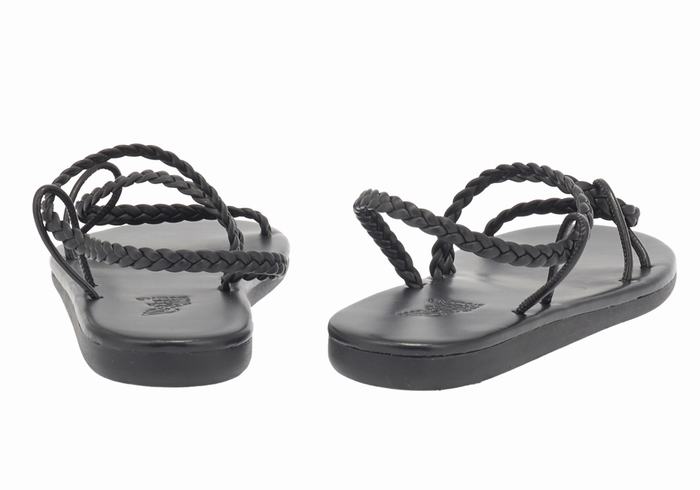 Ancient Greek Sandals Maya Women Braided Sandals Black | FIR151SB