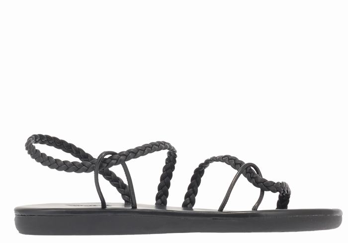 Ancient Greek Sandals Maya Women Braided Sandals Black | FIR151SB