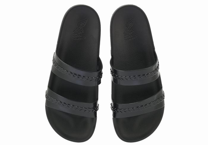 Ancient Greek Sandals Meli Women Slide Sandals Black | VSU5567YF