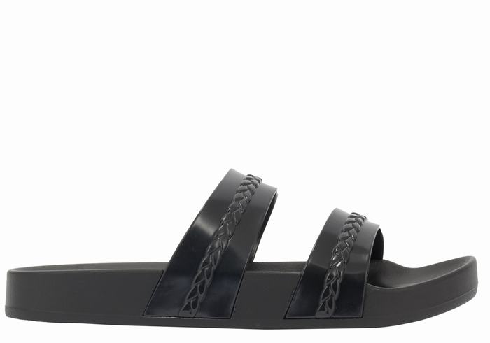 Ancient Greek Sandals Meli Women Slide Sandals Black | VSU5567YF