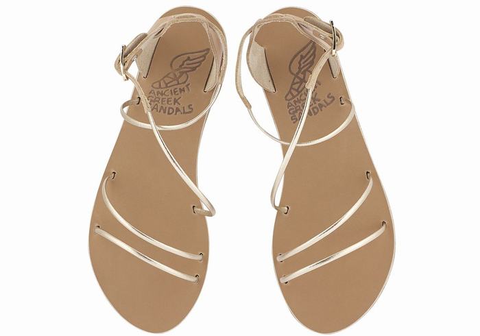 Ancient Greek Sandals Meloivia Women Ankle Strap Sandals Beige Gold White | AUS3587XM