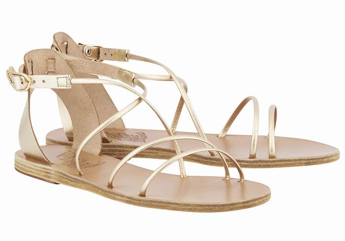 Ancient Greek Sandals Meloivia Women Ankle Strap Sandals Gold White | ARN5981PG