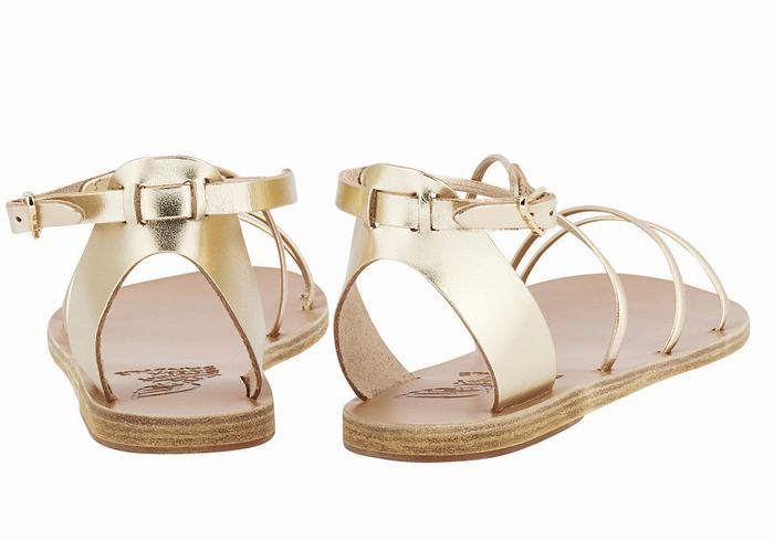 Ancient Greek Sandals Meloivia Women Ankle Strap Sandals Gold White | ARN5981PG