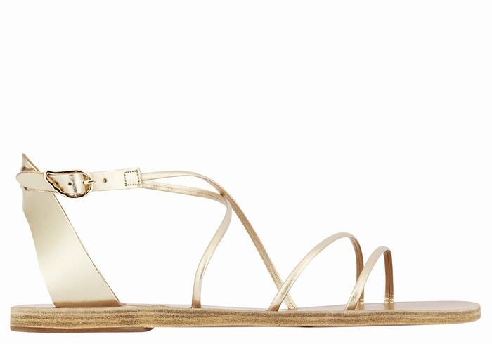 Ancient Greek Sandals Meloivia Women Ankle Strap Sandals Gold White | ARN5981PG