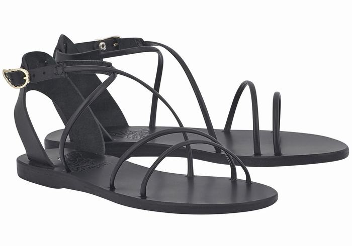 Ancient Greek Sandals Meloivia Women Ankle Strap Sandals Black | ALO3260VY