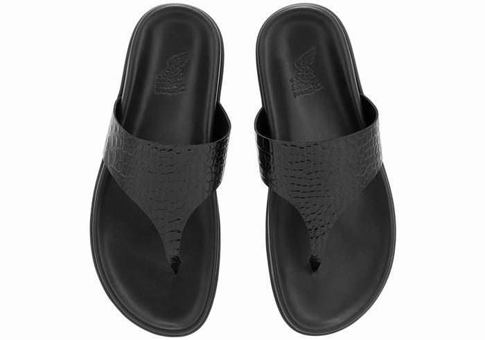 Ancient Greek Sandals Mera Footbed Women Flip Flops Black | XMP9770TZ