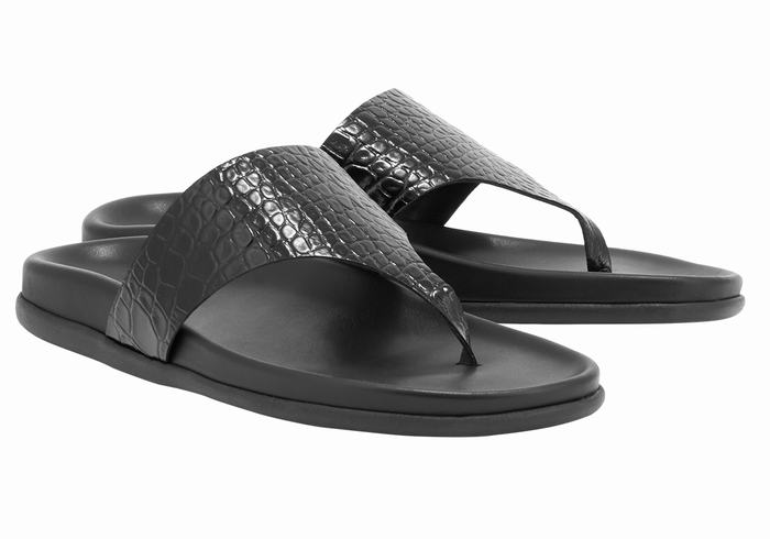 Ancient Greek Sandals Mera Footbed Women Flip Flops Black | XMP9770TZ