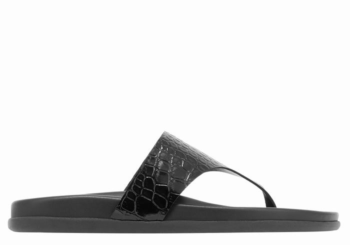 Ancient Greek Sandals Mera Footbed Women Flip Flops Black | XMP9770TZ