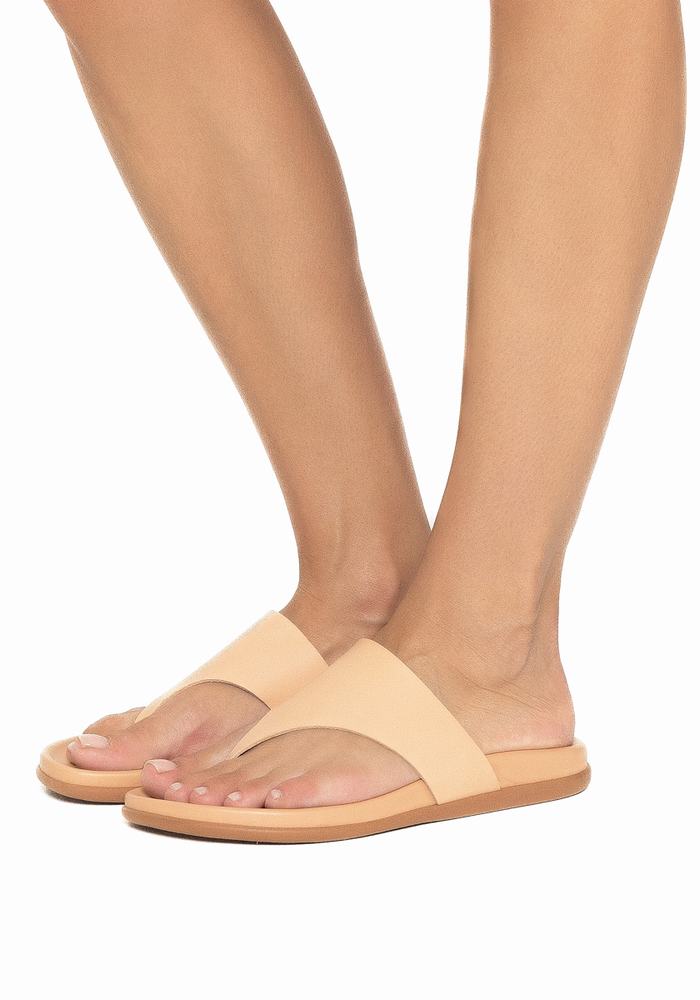 Ancient Greek Sandals Mera Footbed Women Flip Flops Beige | ISL8949YE