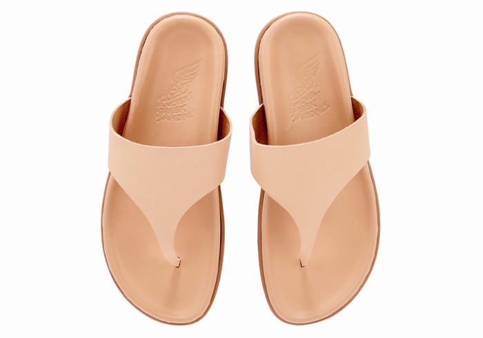 Ancient Greek Sandals Mera Footbed Women Flip Flops Beige | ISL8949YE