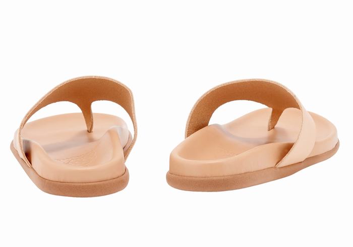 Ancient Greek Sandals Mera Footbed Women Flip Flops Beige | ISL8949YE