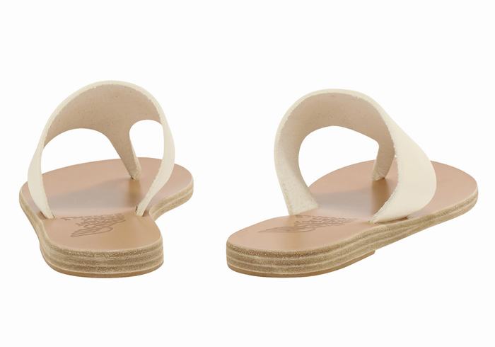 Ancient Greek Sandals Mera Leather Women Flip Flops White | LZO9158OH