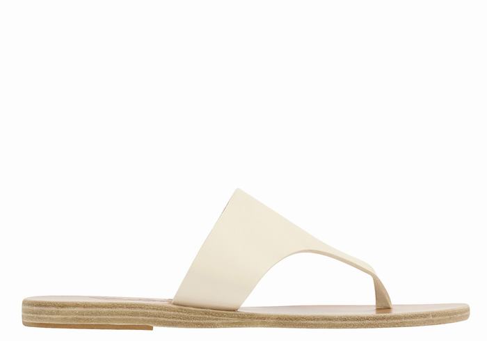 Ancient Greek Sandals Mera Leather Women Flip Flops White | LZO9158OH